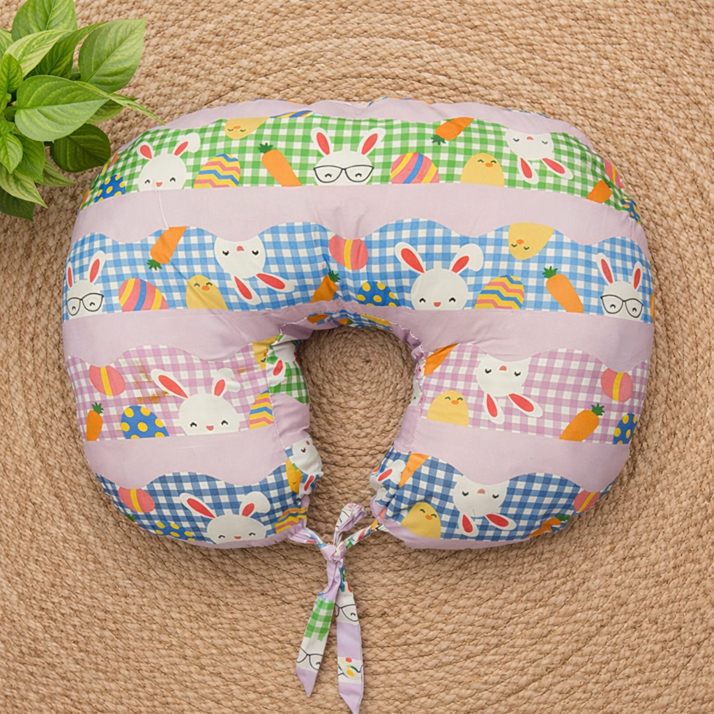 (Medium)Pure Cotton Feeding Pillow for Newborn Baby – Nursing Support Cushion for new mom -LITE PURPLE RABBITcode:NBE